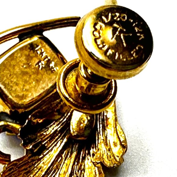 1940s Tru-Kay  Leaf Brooch & Earrings Set—12K Gold-Filled & Czech Crystals—EUC - Picture 8 of 11